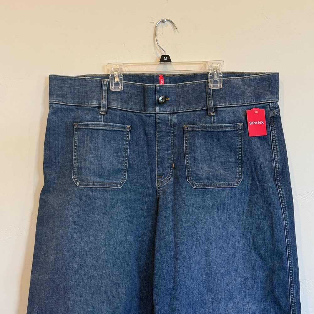 NWT SPANX Cropped Wide Leg Pull On Jeans 2X/2T in Blue - Picture 3 of 7
